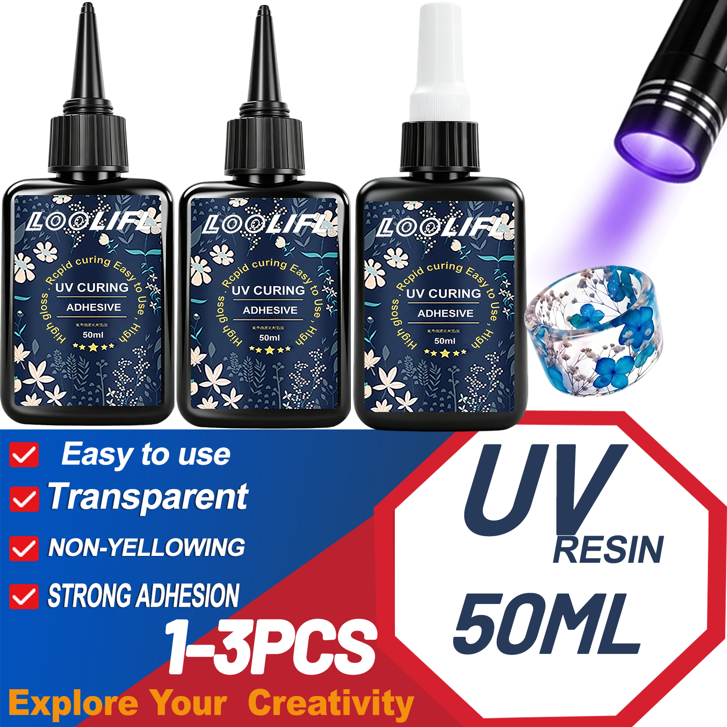 Liquid Uv Glue Kit - LOOLIFL Kit de Cola de Resina