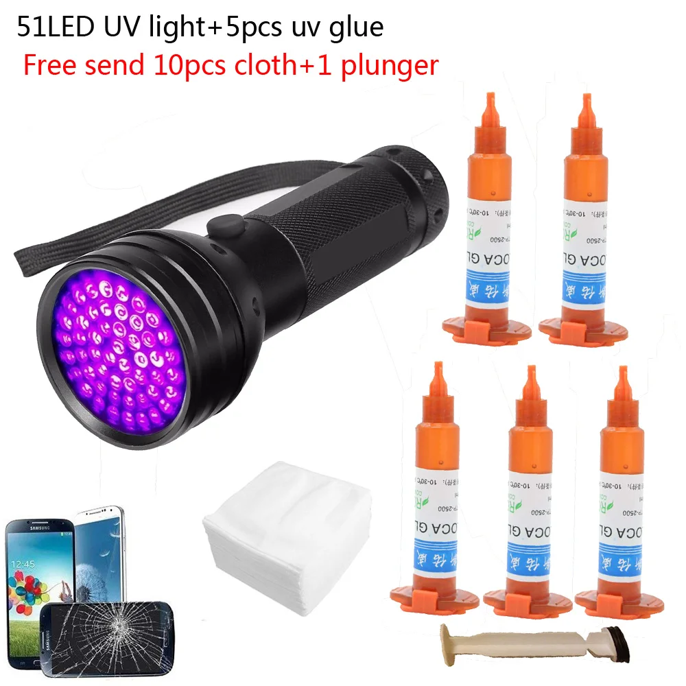 Liquid Uv Glue Kit - 51 led luz uv 5 pçs/lote