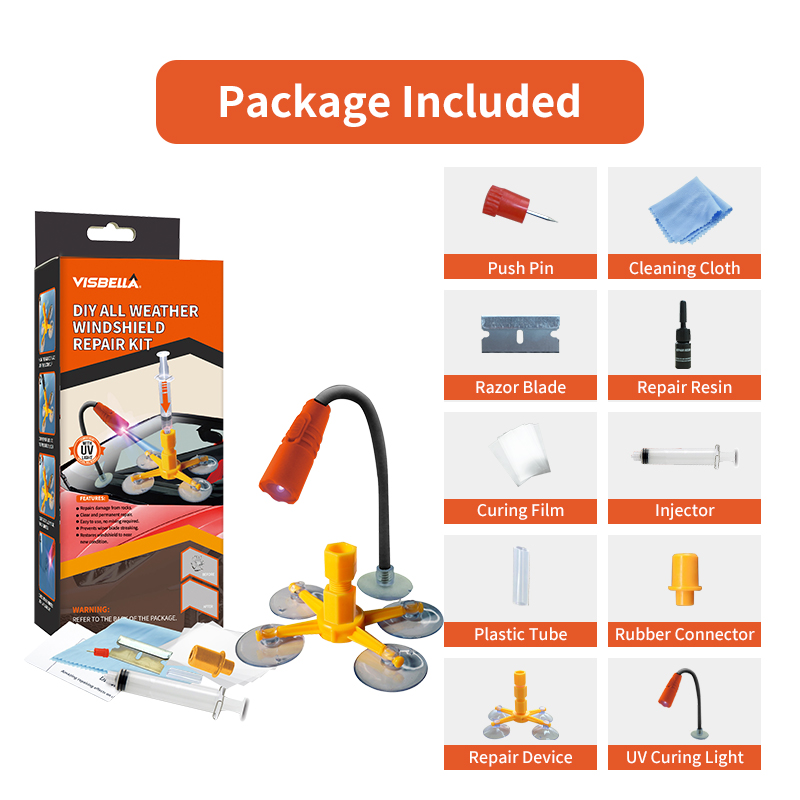Liquid Uv Glue Kit - Visbella-Car Windshield Repair Kit com Luz