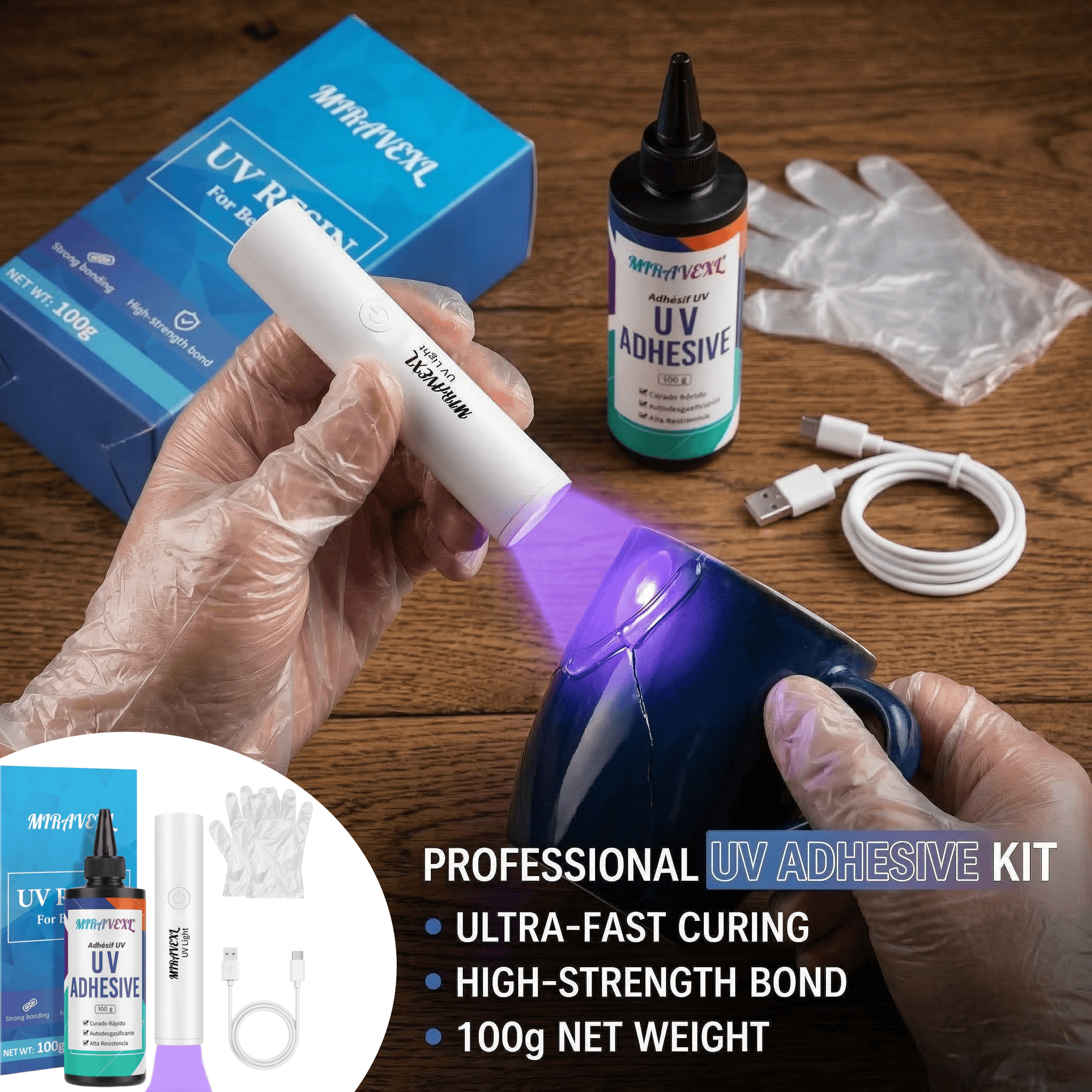 Liquid Uv Glue Kit - Kit de Resina UV Aprimorado com