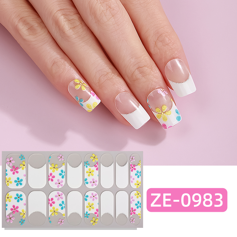 Full Cover Adhesive - 16 Adesivos de Unha com Efeito