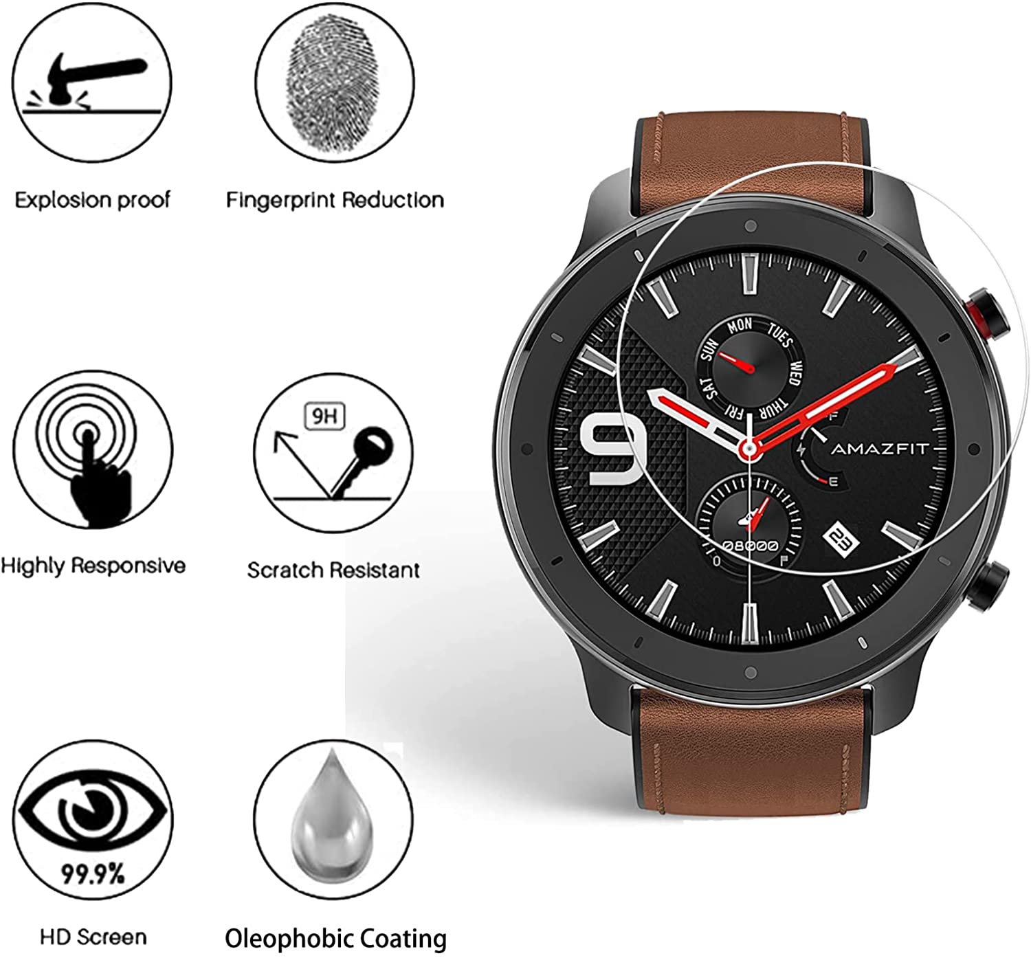 Película de vidro temperado 9h - Smartwatch Screen Film avaliação e preço